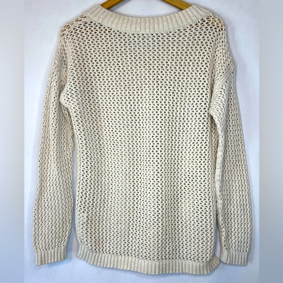 Talbots Wmn Coastal Cottage Boho Crochet Knit Cream Sweater Women’s Size M - Picture 2 of 3